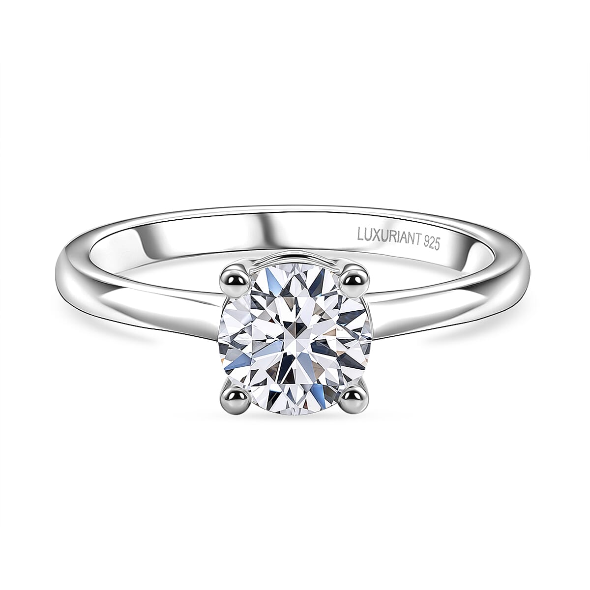 Luxuriant - Lab Grown Diamond (SI-G-H) Solitaire Ring in Rhodium Overlay Sterling Silver 1.00 Ct.