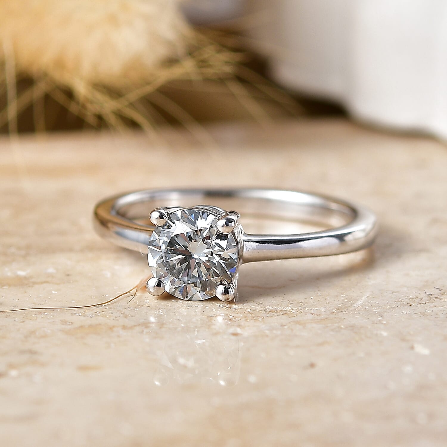 Luxuriant - Lab Grown Diamond (SI-G-H) Solitaire Ring in Rhodium Overlay Sterling Silver 1.00 Ct.