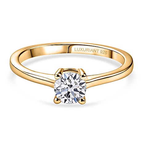 Luxuriant - Lab Grown Diamond (SI-G-H) Solitaire Ring in 18K Vermeil Yellow Gold Plated Sterling Silver 0.50 Ct.