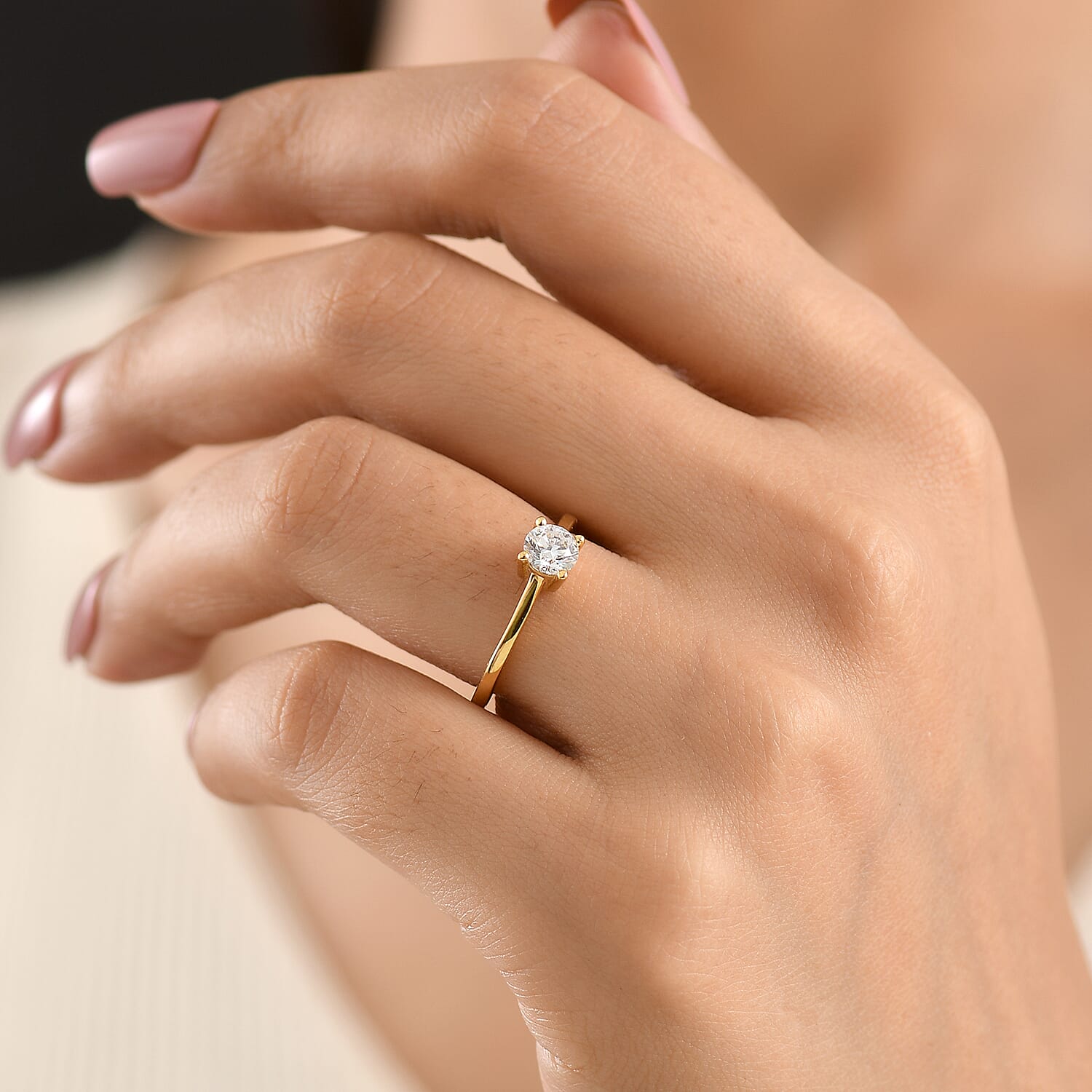 Luxuriant - Lab Grown Diamond (SI-G-H) Solitaire Ring in 18K Vermeil Yellow Gold Plated Sterling Silver 0.50 Ct.