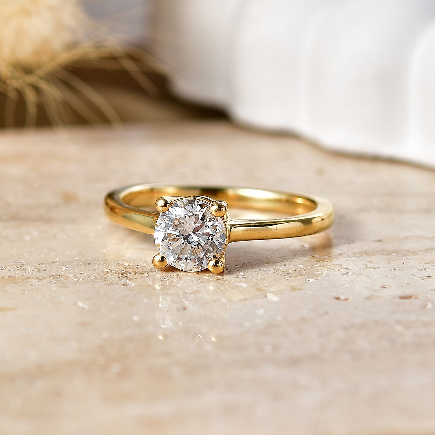 Luxuriant - Lab Grown Diamond (SI-G-H) Solitaire Ring in 18K Vermeil Yellow Gold Plated Sterling Silver 0.50 Ct.