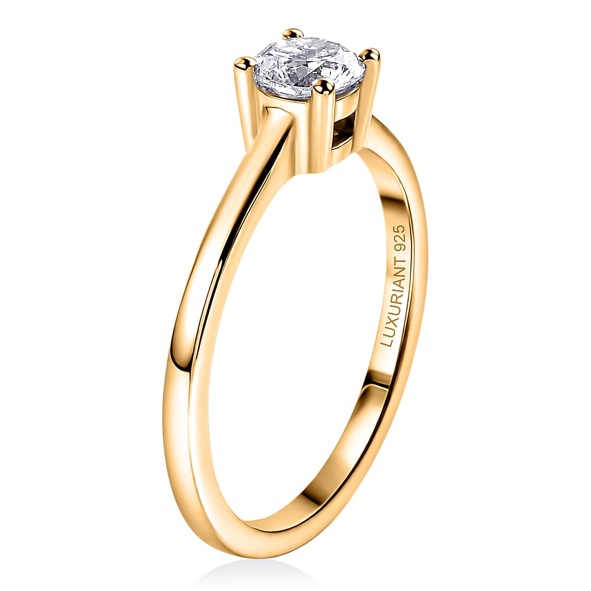 Luxuriant - Lab Grown Diamond (SI-G-H) Solitaire Ring in 18K Vermeil Yellow Gold Plated Sterling Silver 0.50 Ct.