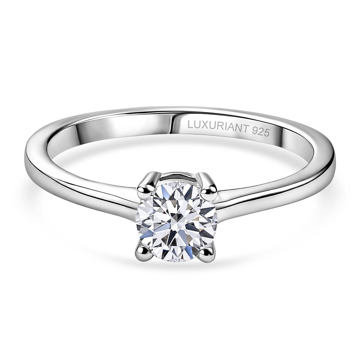 Luxuriant - Lab Grown Diamond (SI-G-H) Solitaire Ring in Rhodium Overlay Sterling Silver 0.50 Ct.