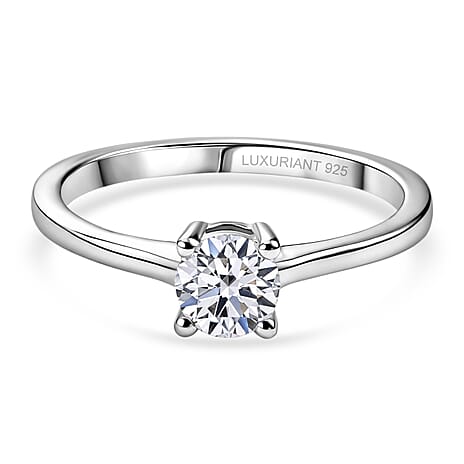 Luxuriant - Lab Grown Diamond (SI-G-H) Solitaire Ring in Rhodium Overlay Sterling Silver 0.50 Ct.