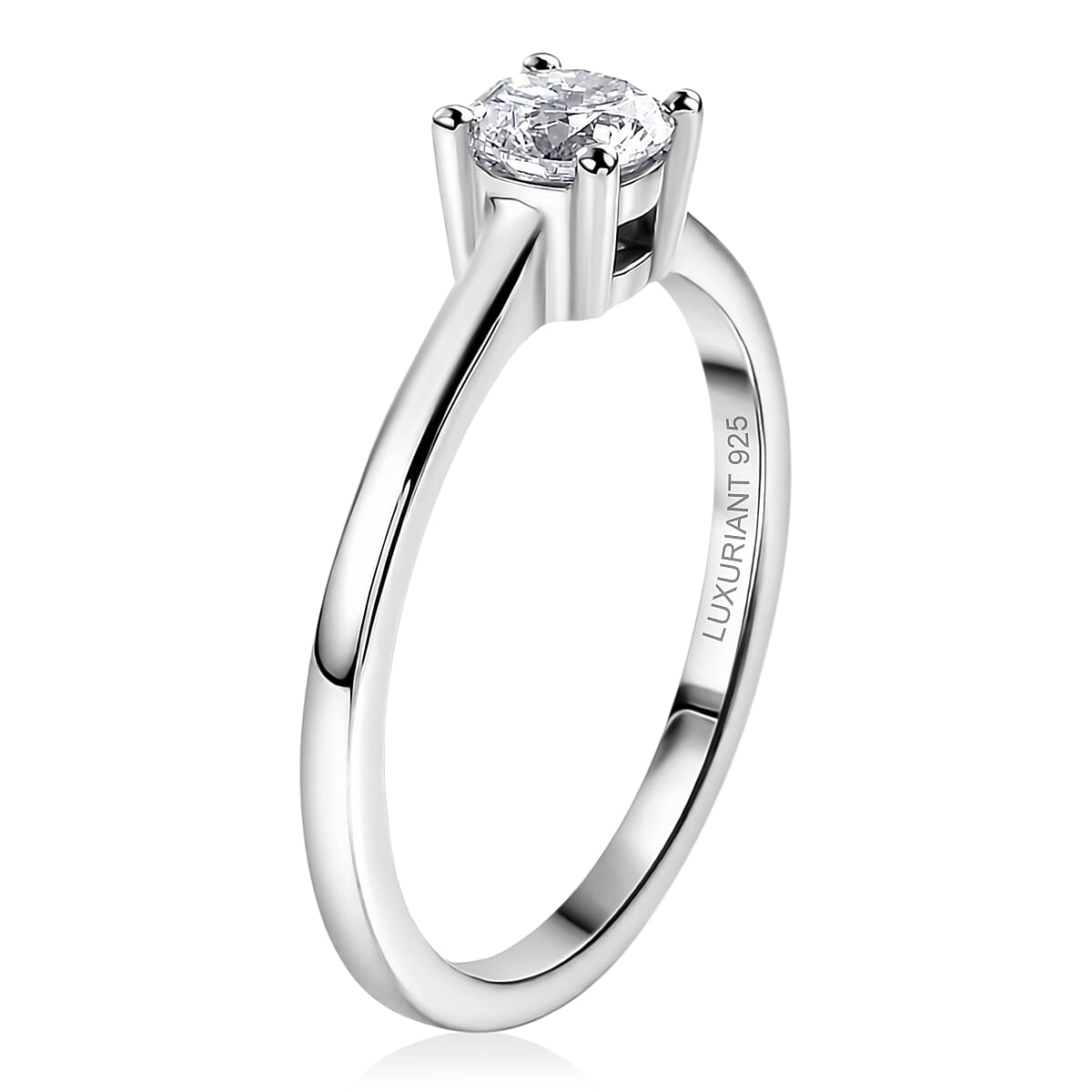 Luxuriant - Lab Grown Diamond (SI-G-H) Solitaire Ring in Rhodium Overlay Sterling Silver 0.50 Ct.
