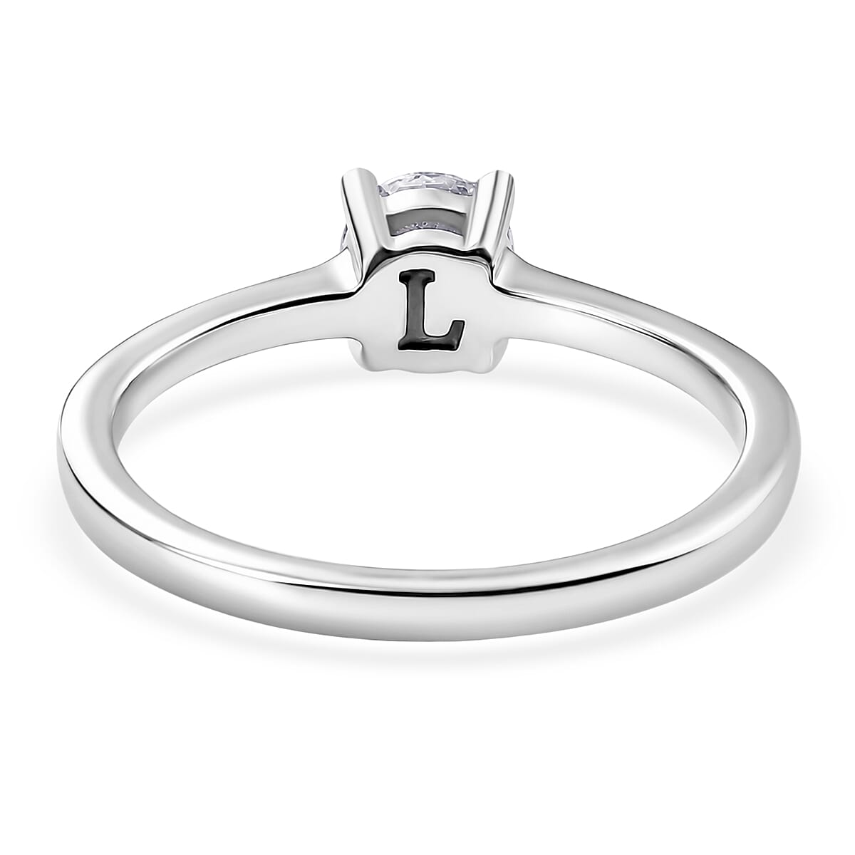 Luxuriant - Lab Grown Diamond (SI-G-H) Solitaire Ring in Rhodium Overlay Sterling Silver 0.50 Ct.