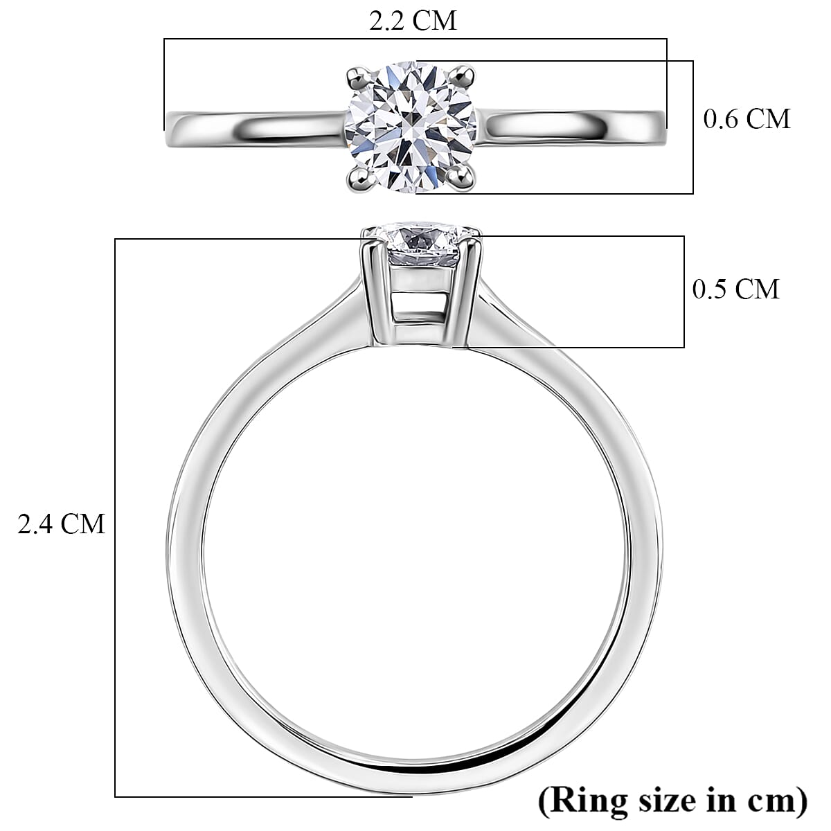 Luxuriant - Lab Grown Diamond (SI-G-H) Solitaire Ring in Rhodium Overlay Sterling Silver 0.50 Ct.