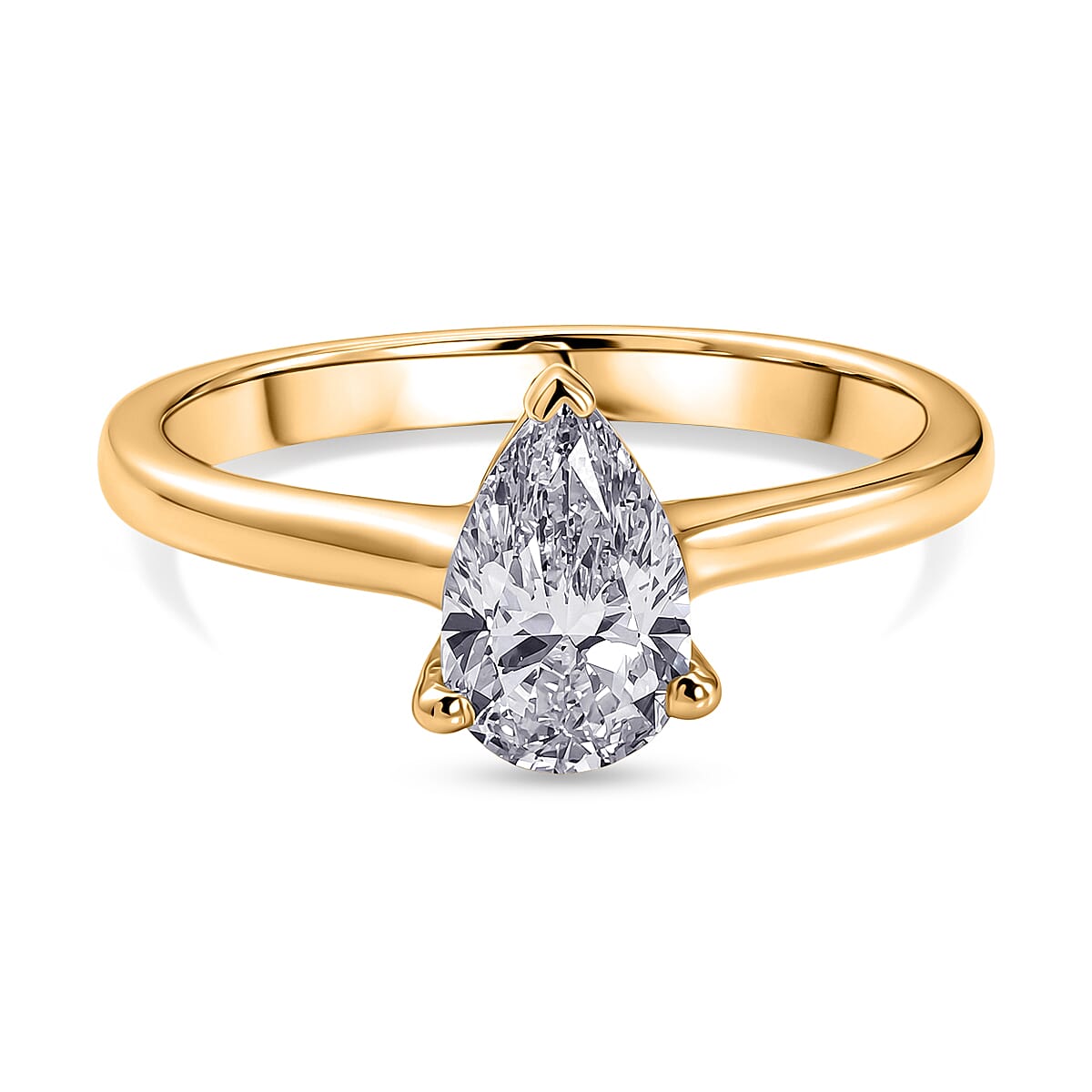 Luxuriant - Lab Grown Diamond (SI-G-H) Solitaire Ring in 18K Vermeil Yellow Gold Plated Sterling Silver 1.06 Ct.