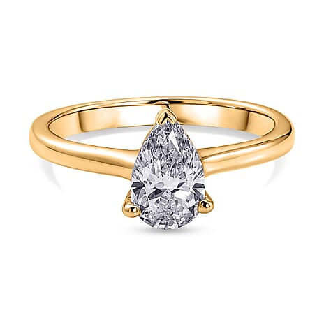 Luxuriant - Lab Grown Diamond (SI-G-H) Solitaire Ring in 18K Vermeil Yellow Gold Plated Sterling Silver 1.06 Ct.