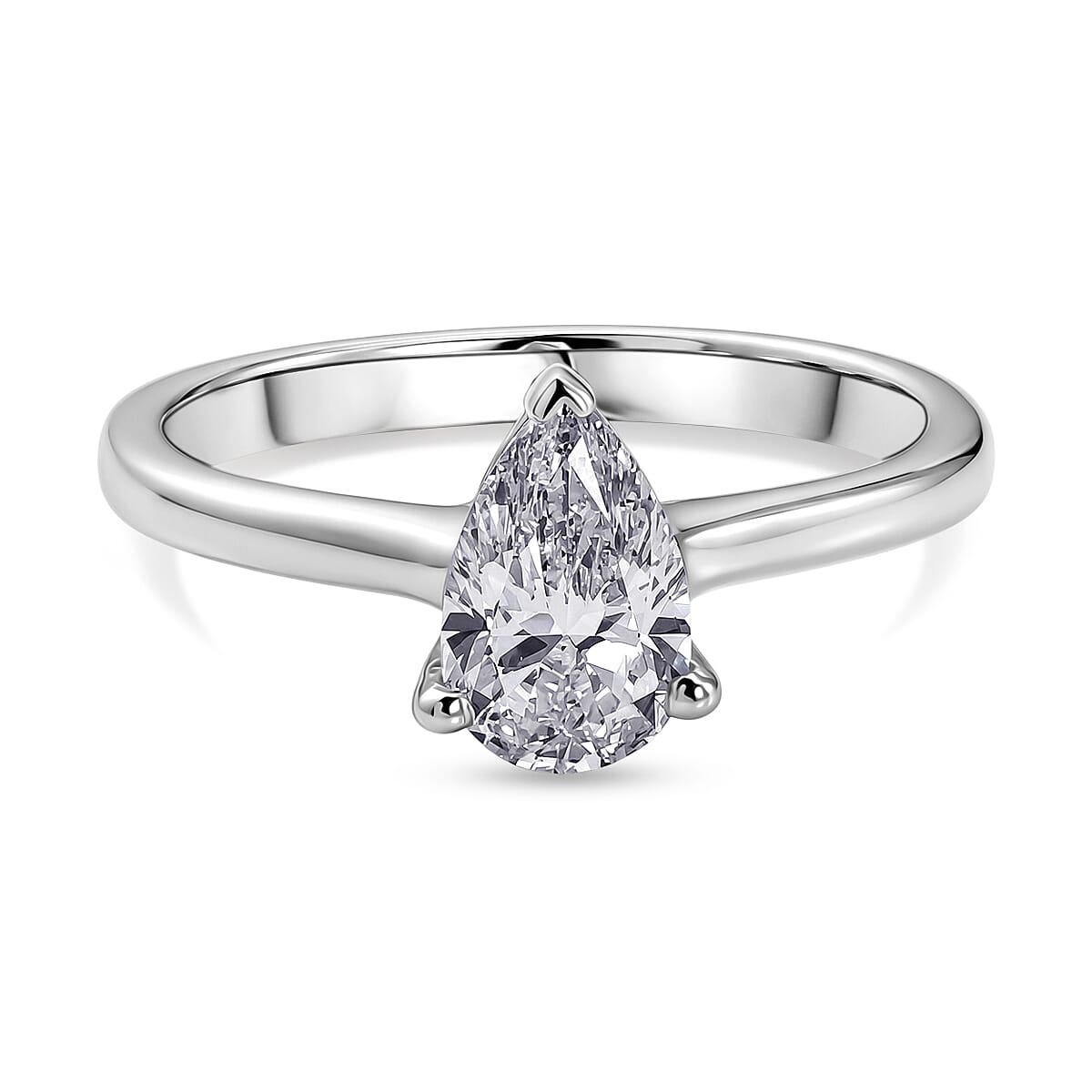 Luxuriant - Lab Grown Diamond (SI-G-H) Solitaire Ring in Rhodium Overlay Sterling Silver 1.06 Ct.