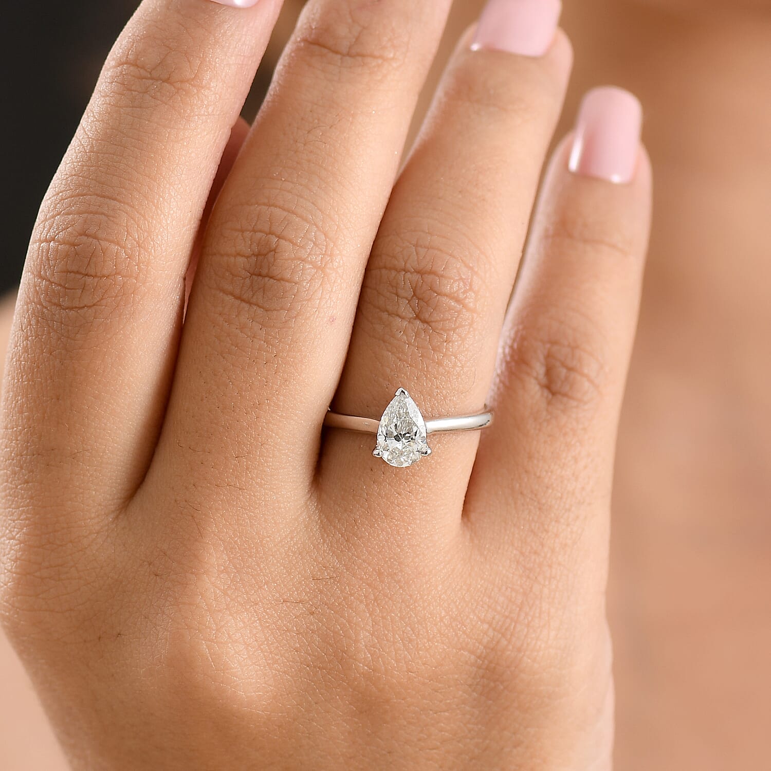 Luxuriant - Lab Grown Diamond (SI-G-H) Solitaire Ring in Rhodium Overlay Sterling Silver 1.06 Ct.