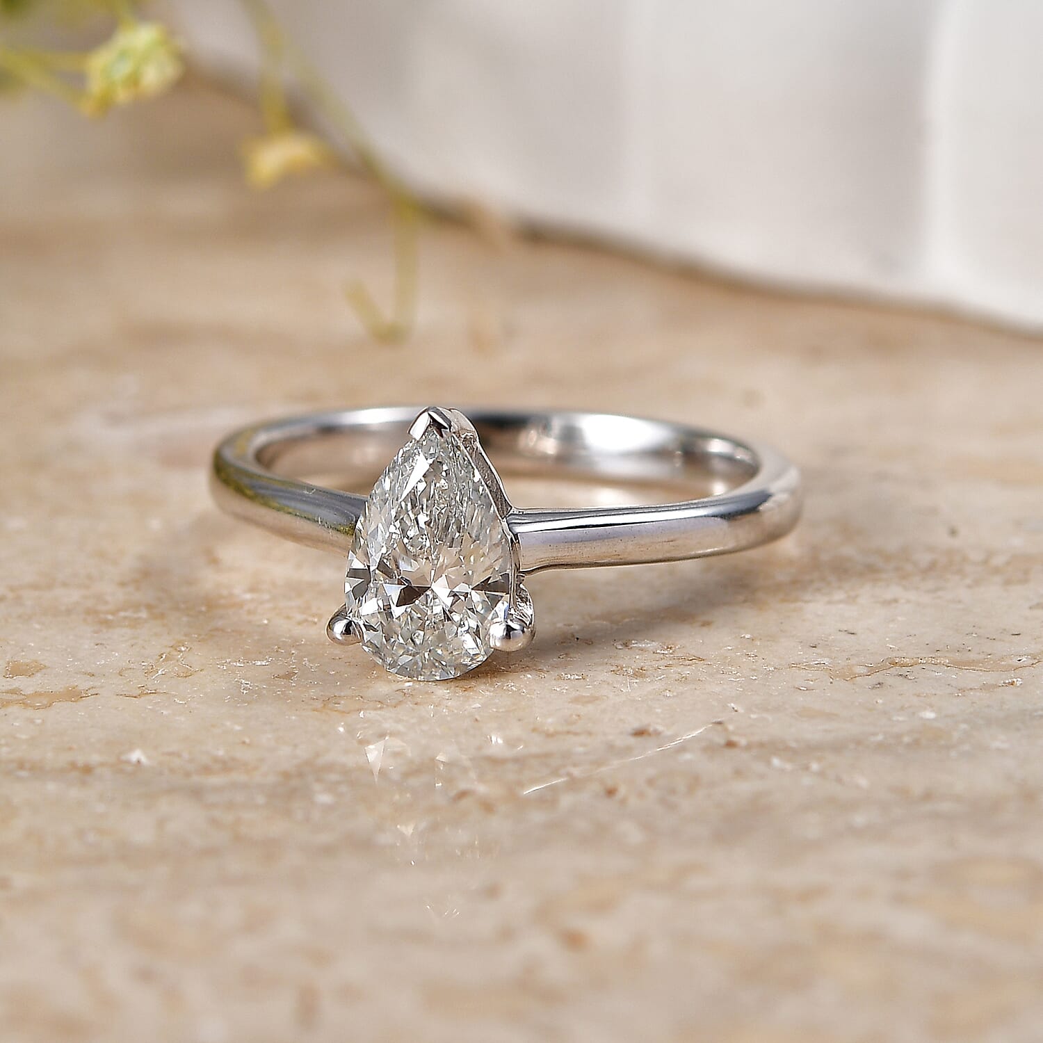 Luxuriant - Lab Grown Diamond (SI-G-H) Solitaire Ring in Rhodium Overlay Sterling Silver 1.06 Ct.