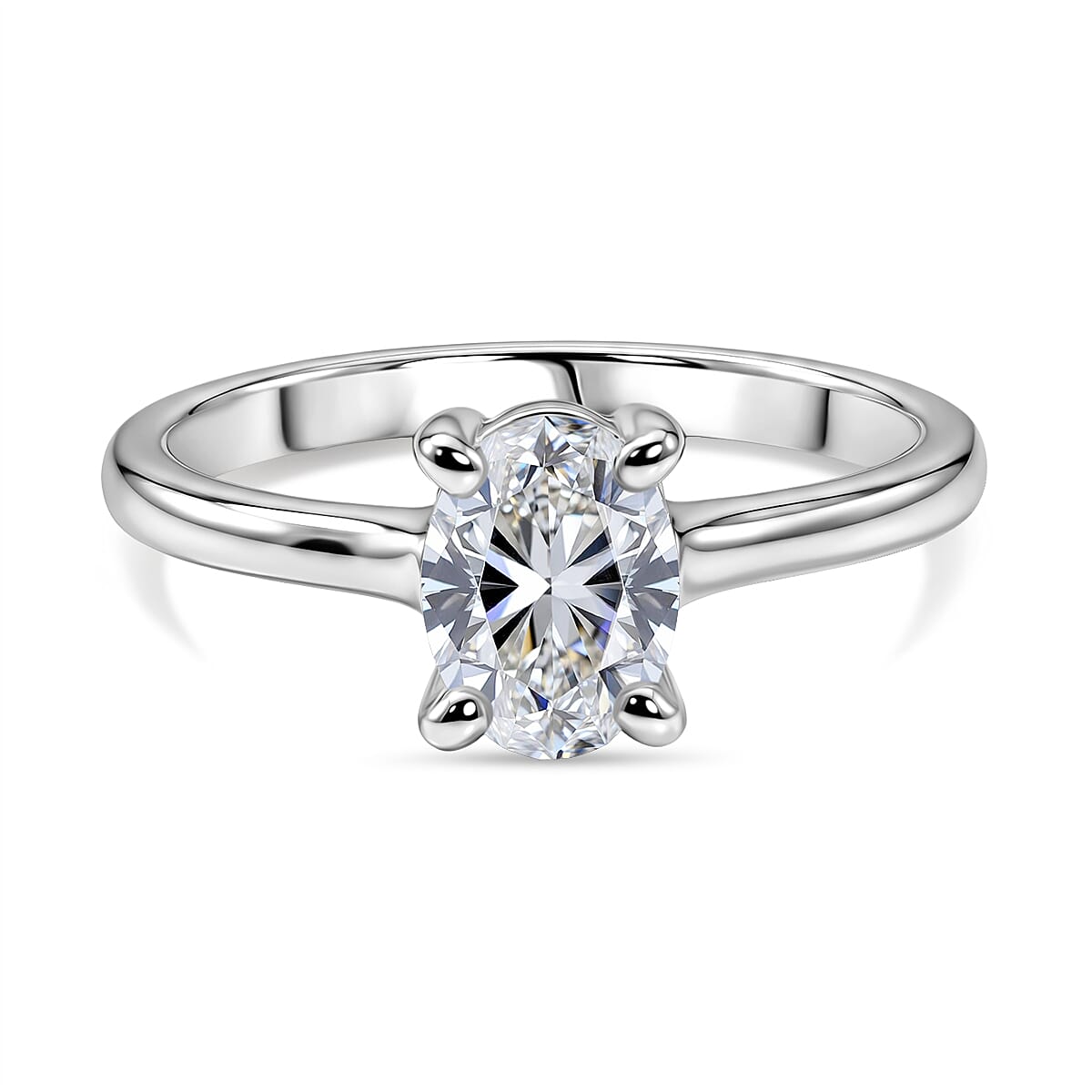 Luxuriant - Lab Grown Diamond (SI-G-H) Solitaire Ring in Rhodium Overlay Sterling Silver 1.00 Ct.