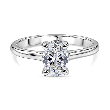 Luxuriant - Lab Grown Diamond (SI-G-H) Solitaire Ring in Rhodium Overlay Sterling Silver 1.00 Ct.