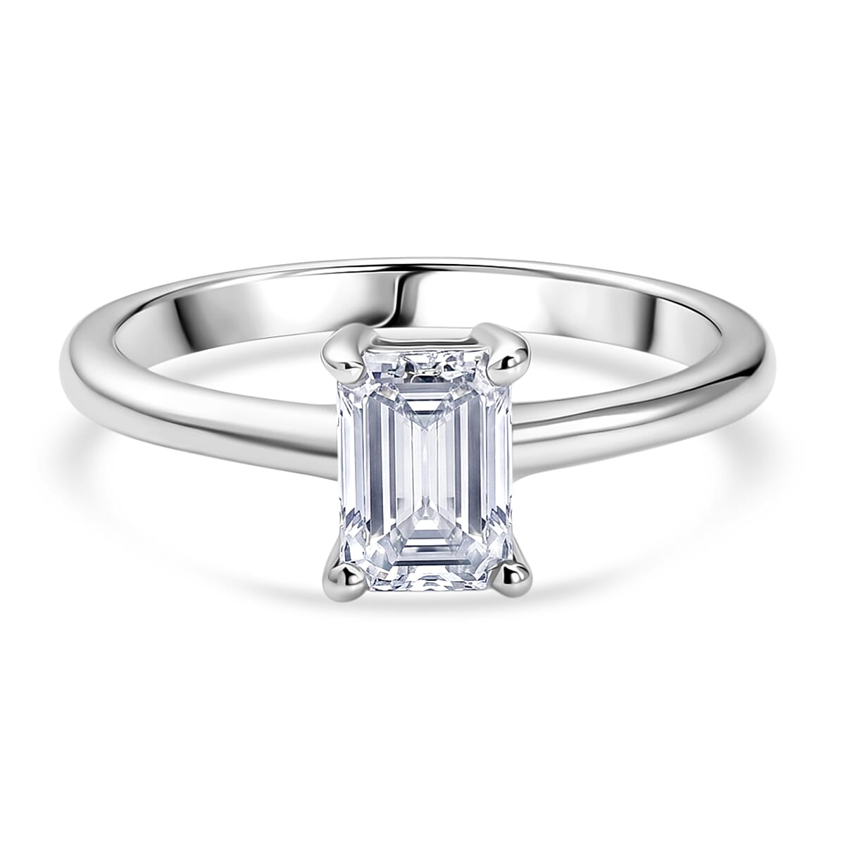 Luxuriant - Lab Grown Diamond (SI-G-H) Solitaire Ring in Rhodium Overlay Sterling Silver 1.00 Ct.
