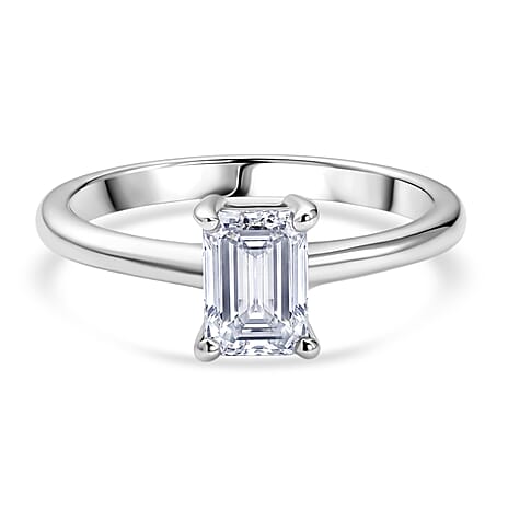 Luxuriant - Lab Grown Diamond (SI-G-H) Solitaire Ring in Rhodium Overlay Sterling Silver 1.00 Ct.
