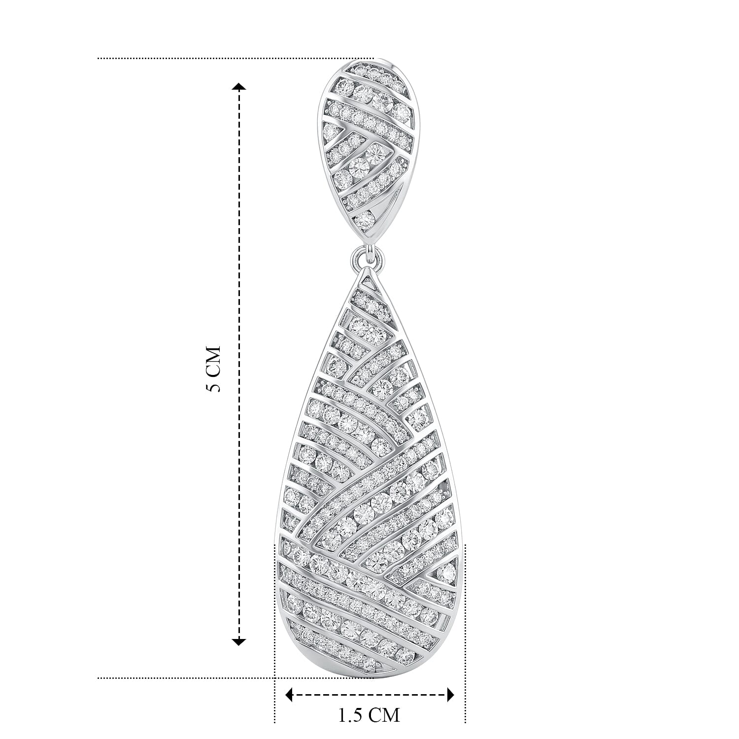 Statement Design - Lab Grown Diamond (SI-G-H) Dangling Earring with Push Post in Rhodium Overlay Sterling Silver 2.50 Ct.