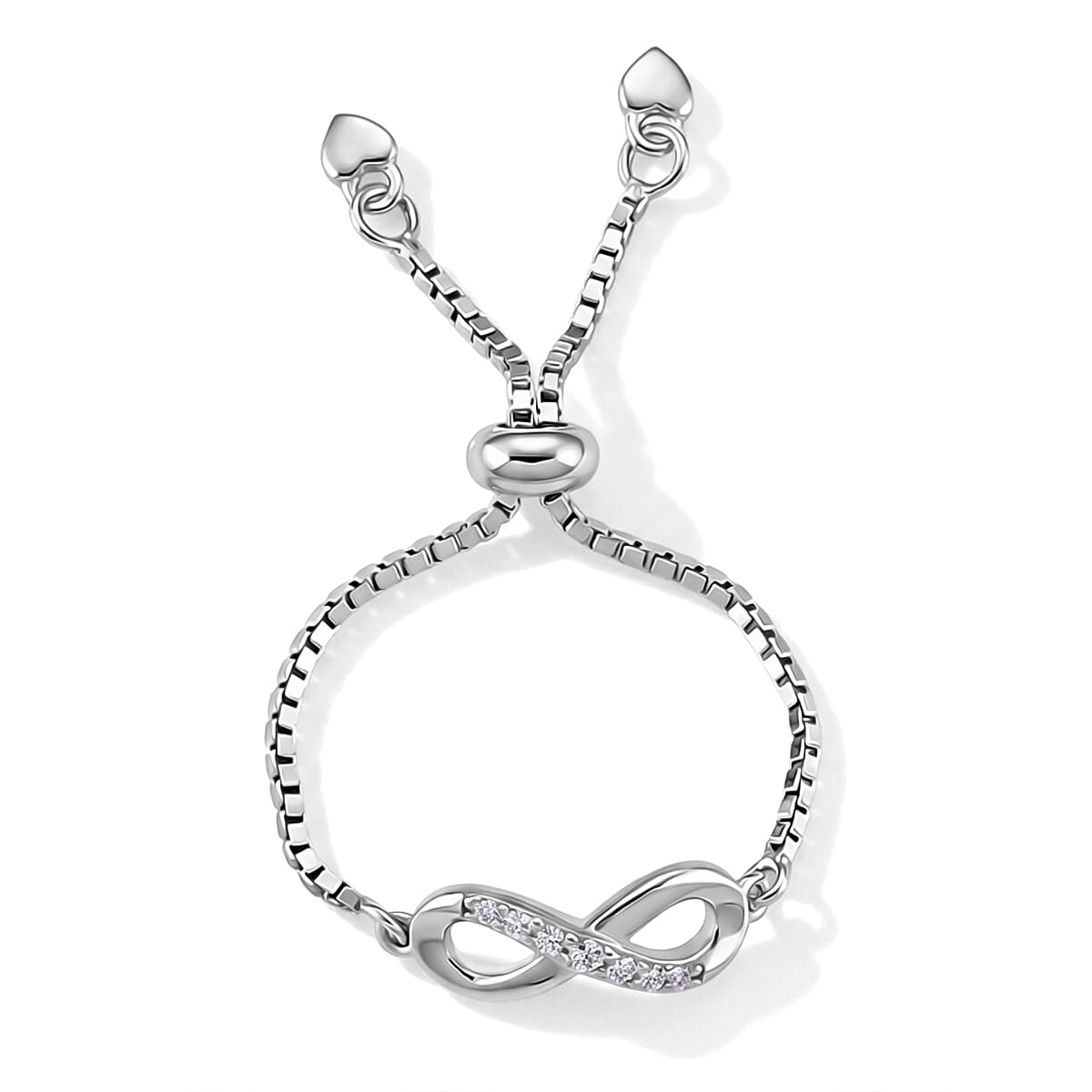 D'Joy - Moissanite Adjustable Infinity Ring in Rhodium Overlay Sterling Silver