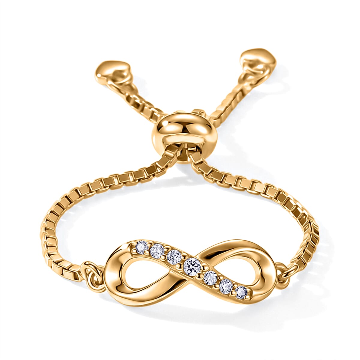D'Joy - Moissanite Adjustable Infinity Ring in Yellow Gold Plated Sterling Silver