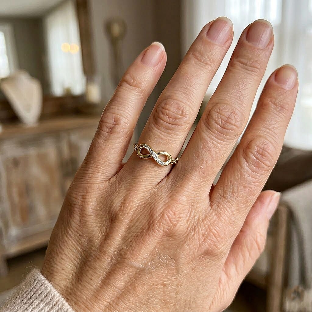 D'Joy - Moissanite Adjustable Infinity Ring in Yellow Gold Plated Sterling Silver