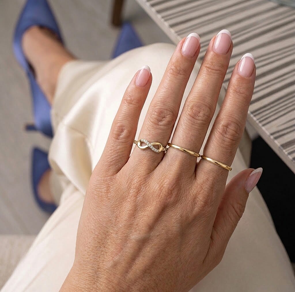 D'Joy - Moissanite Adjustable Infinity Ring in Yellow Gold Plated Sterling Silver