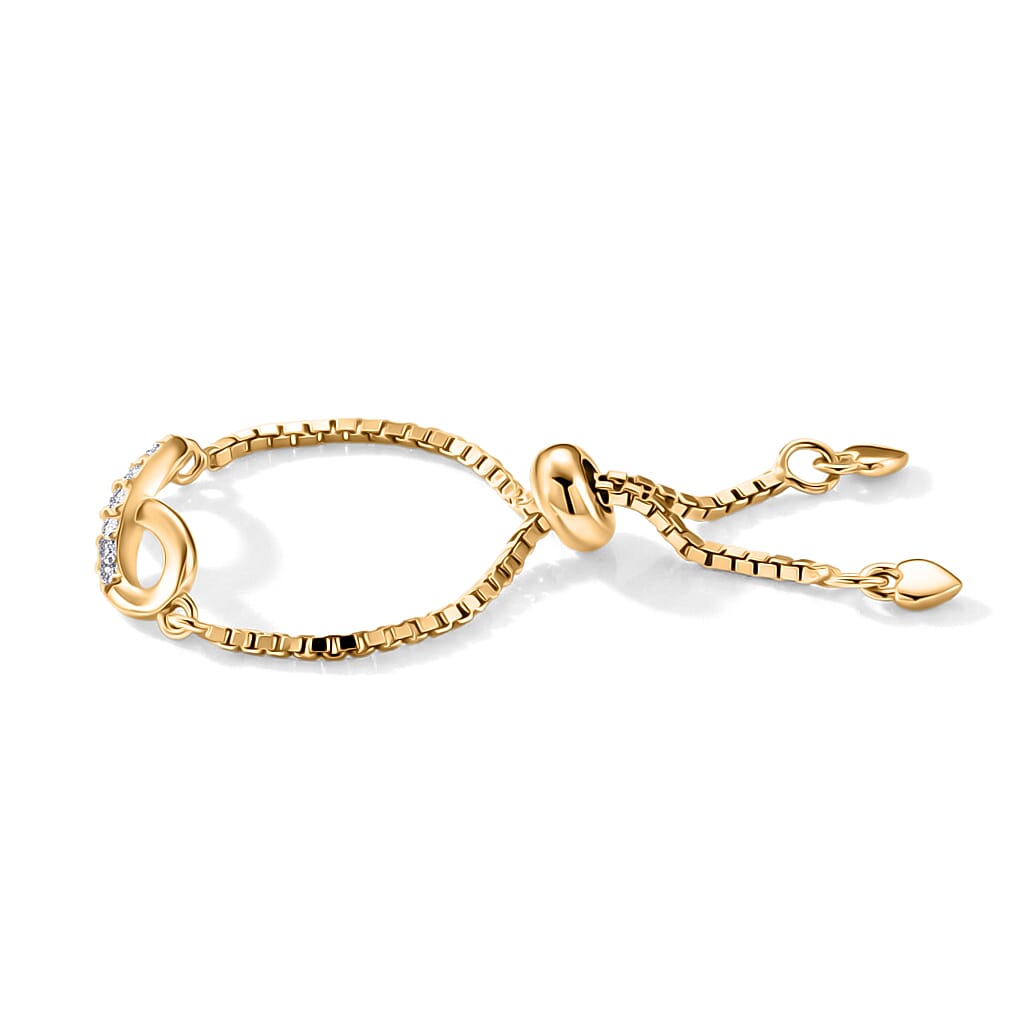 D'Joy - Moissanite Adjustable Infinity Ring in Yellow Gold Plated Sterling Silver