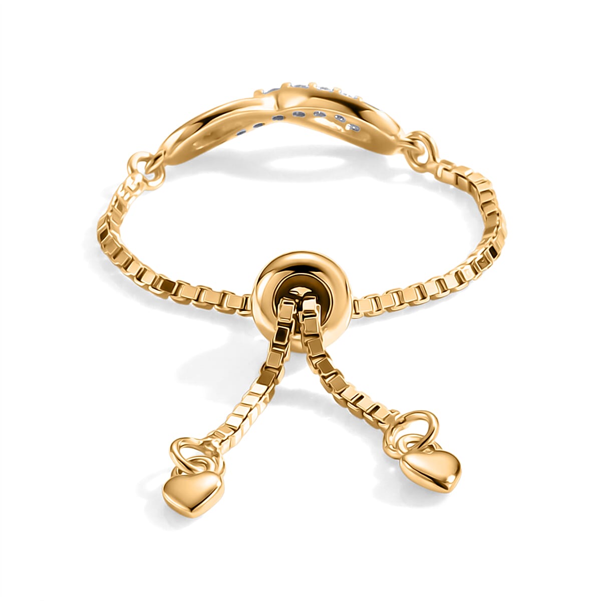D'Joy - Moissanite Adjustable Infinity Ring in Yellow Gold Plated Sterling Silver