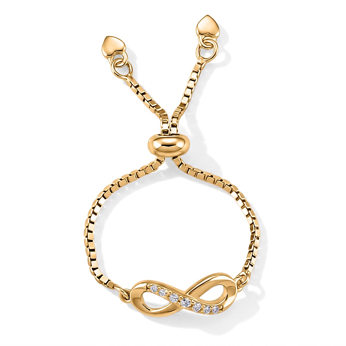 D'Joy - Moissanite Adjustable Infinity Ring in Yellow Gold Plated Sterling Silver