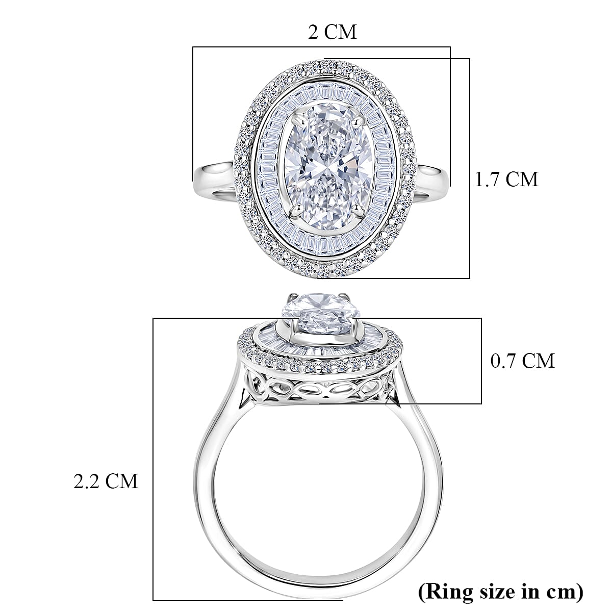 Luxuriant - Lab Grown Diamond (SI-G-H) Halo Ring in Rhodium Overlay Sterling Silver 2.06 Ct.