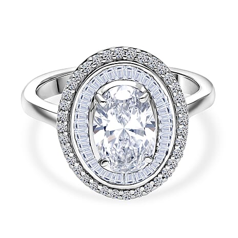 Luxuriant - Lab Grown Diamond (SI-G-H) Ring in Rhodium Overlay Sterling Silver 2.00 Ct.