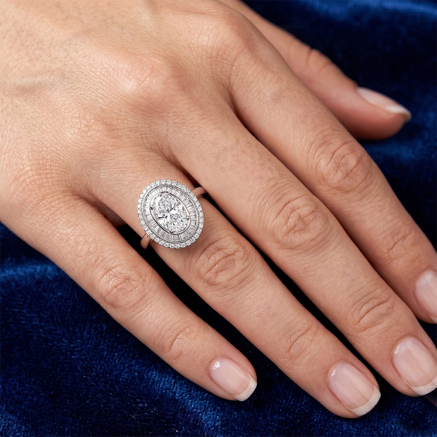 Luxuriant - Lab Grown Diamond (SI-G-H) Ring in Rhodium Overlay Sterling Silver 2.00 Ct.