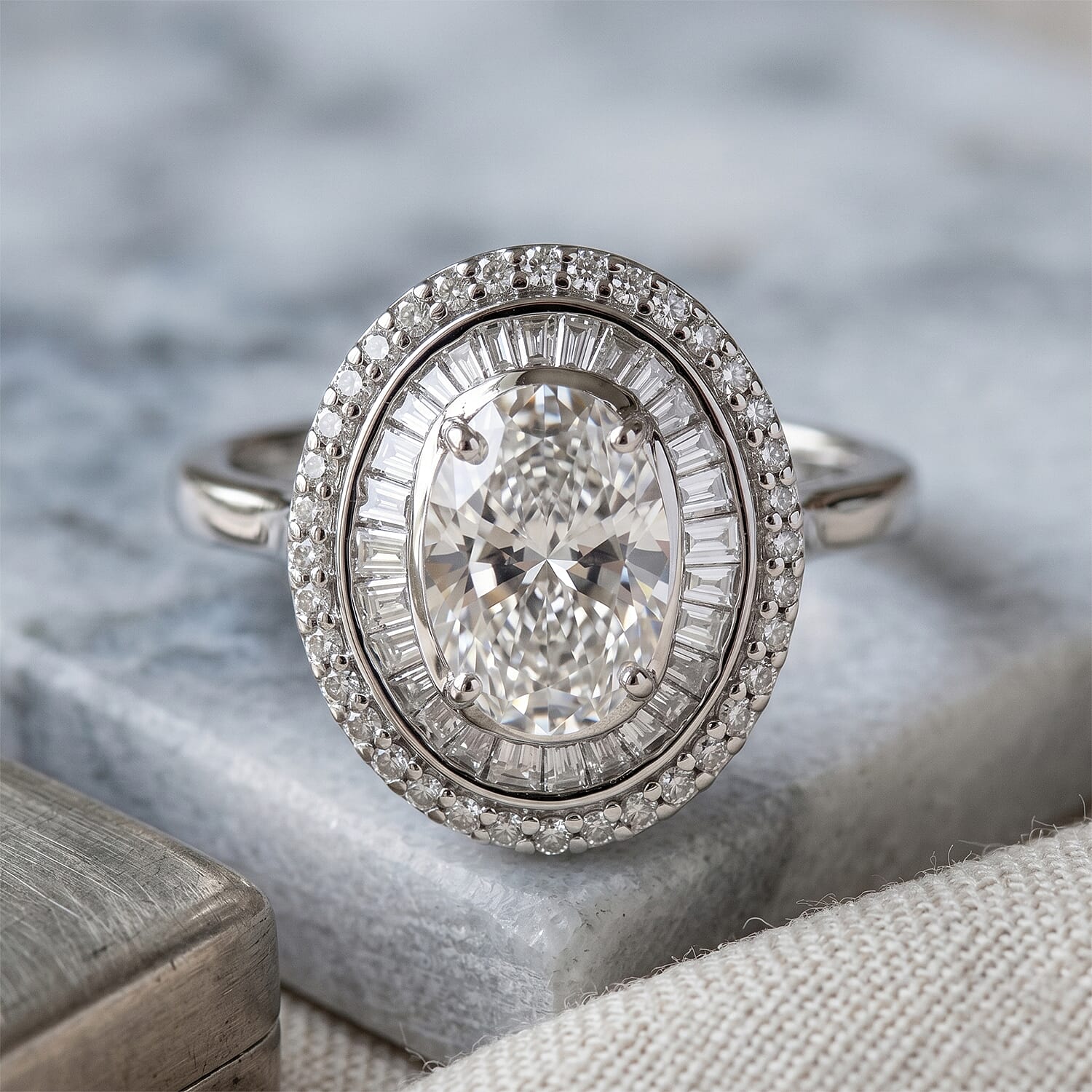 Luxuriant - Lab Grown Diamond (SI-G-H) Ring in Rhodium Overlay Sterling Silver 2.00 Ct.