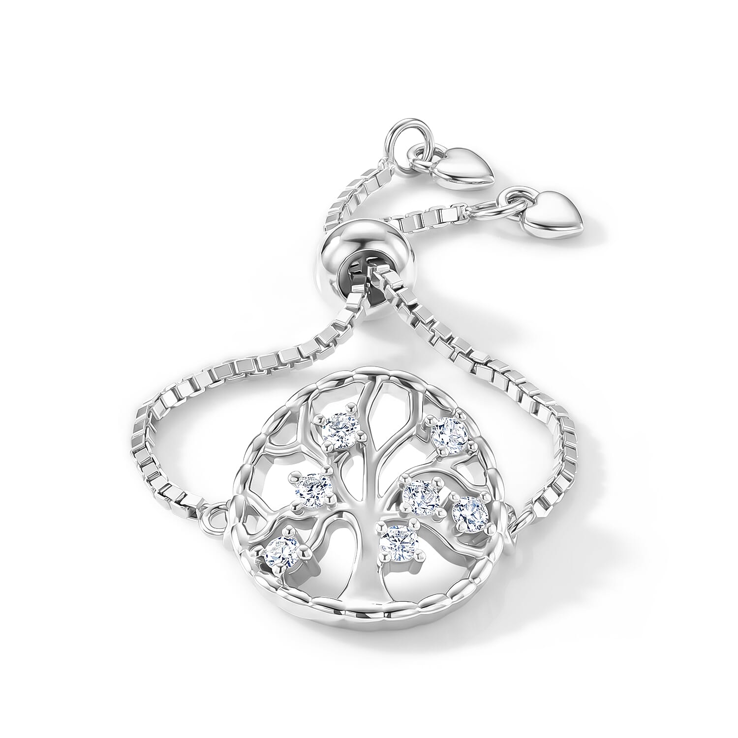 D'Joy - Moissanite Adjustable Ring in Rhodium Overlay Sterling Silver