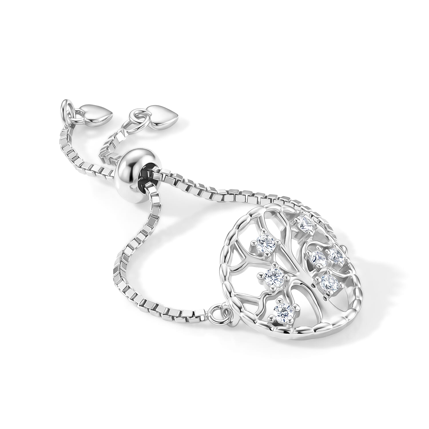 D'Joy - Moissanite Adjustable Ring in Rhodium Overlay Sterling Silver