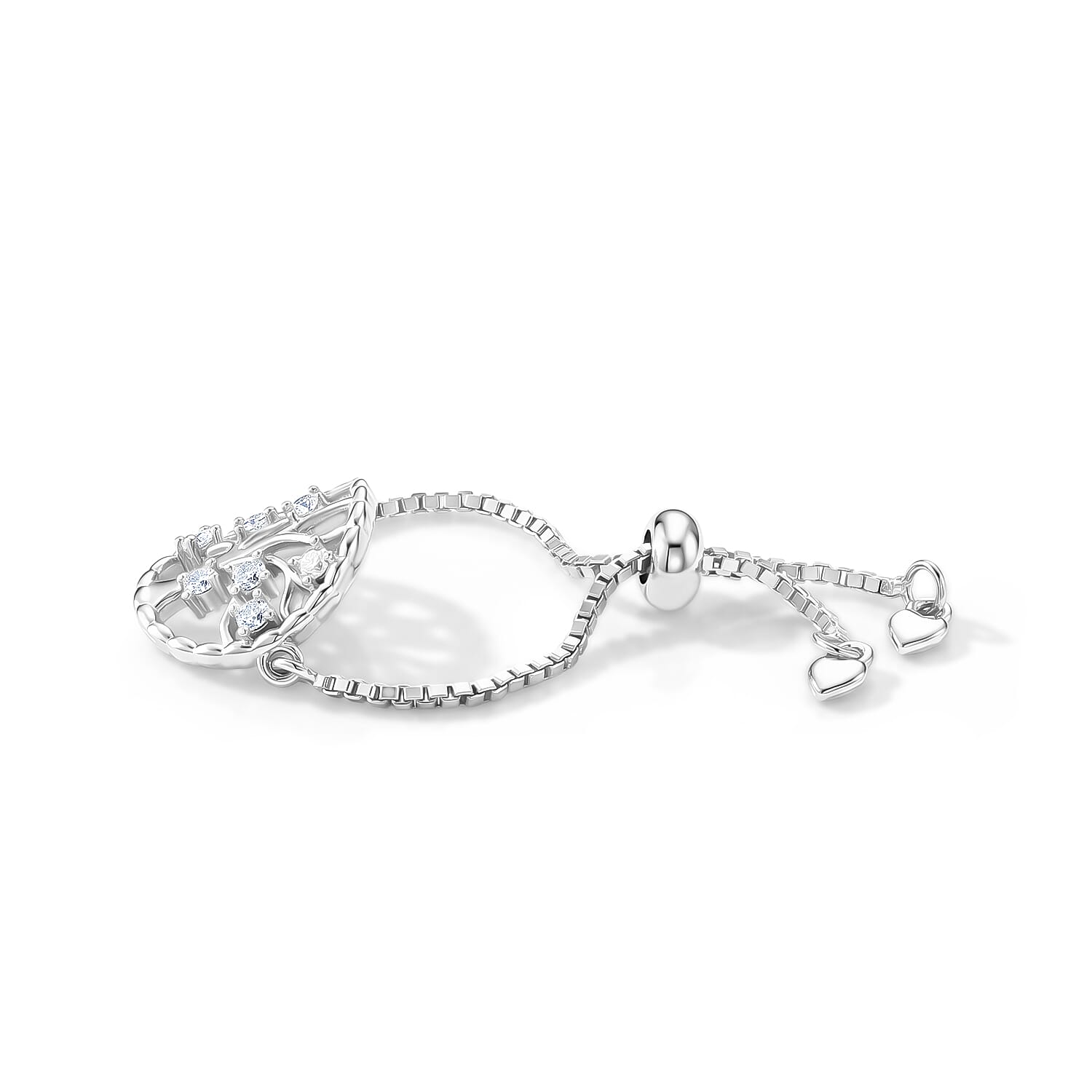 D'Joy - Moissanite Adjustable Ring in Rhodium Overlay Sterling Silver