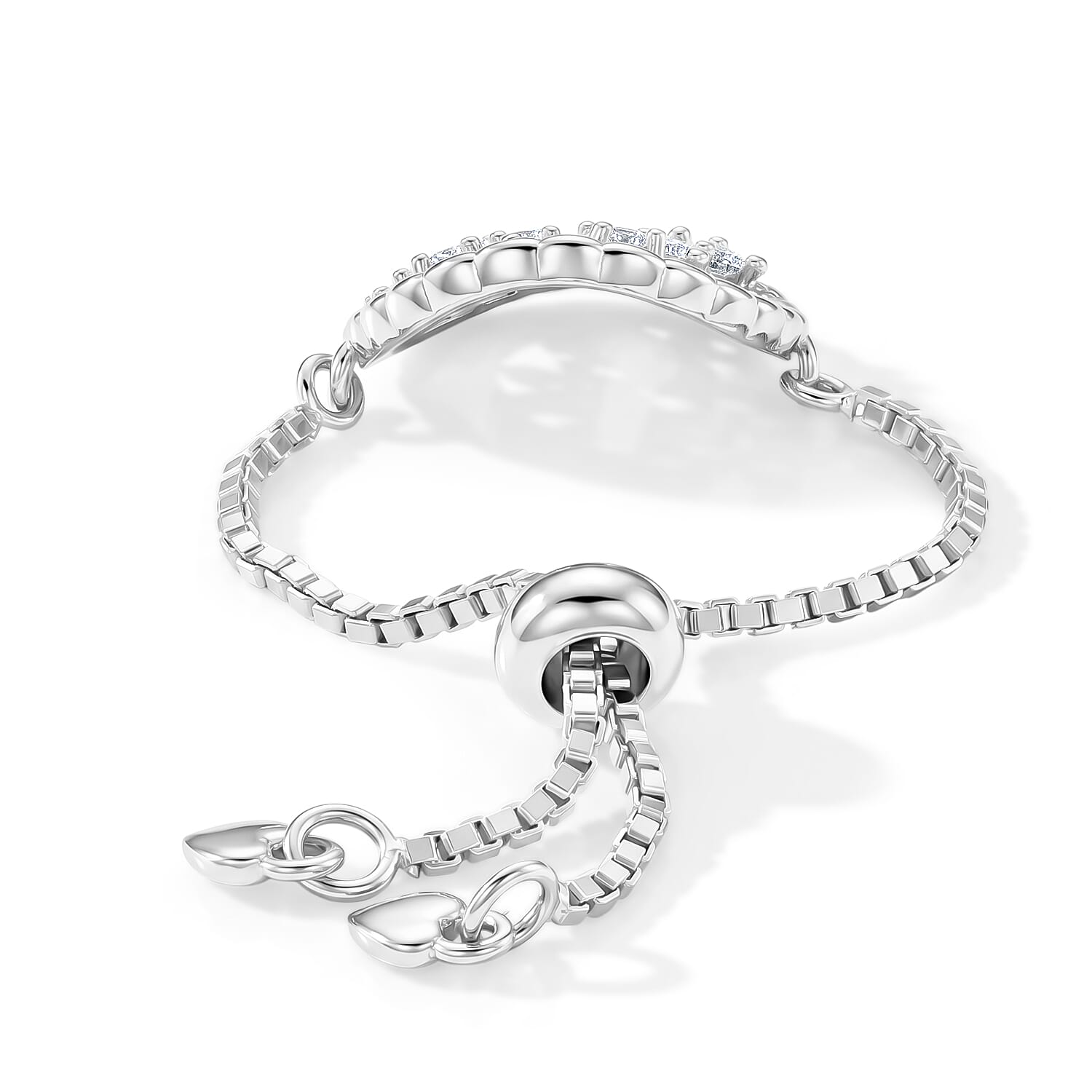 D'Joy - Moissanite Adjustable Ring in Rhodium Overlay Sterling Silver
