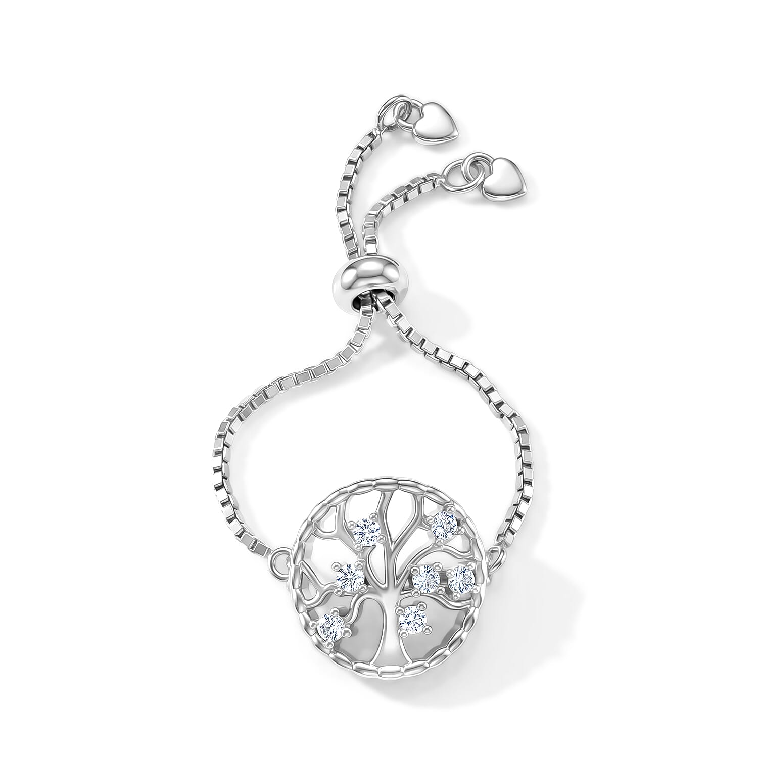 D'Joy - Moissanite Adjustable Ring in Rhodium Overlay Sterling Silver