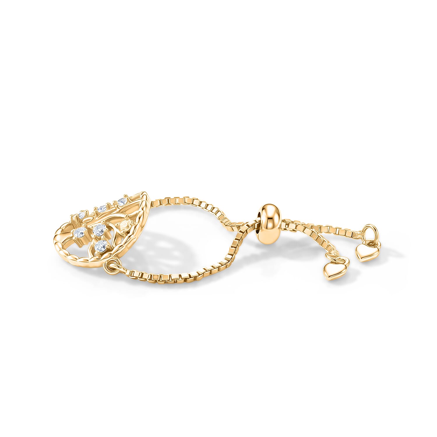 D'Joy - Moissanite Adjustable Ring in Yellow Gold Plated Sterling Silver
