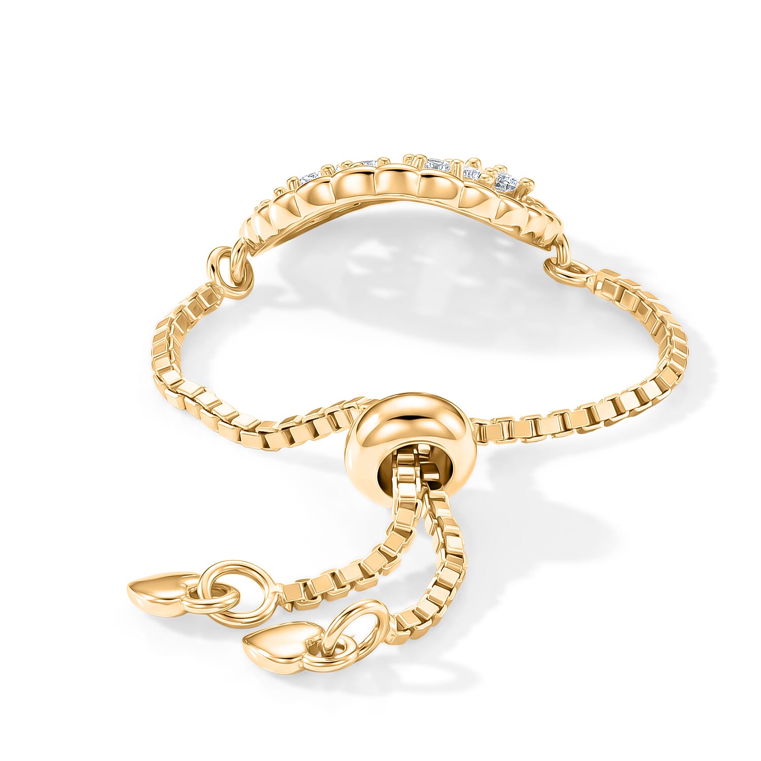 D'Joy - Moissanite Adjustable Ring in Yellow Gold Plated Sterling Silver