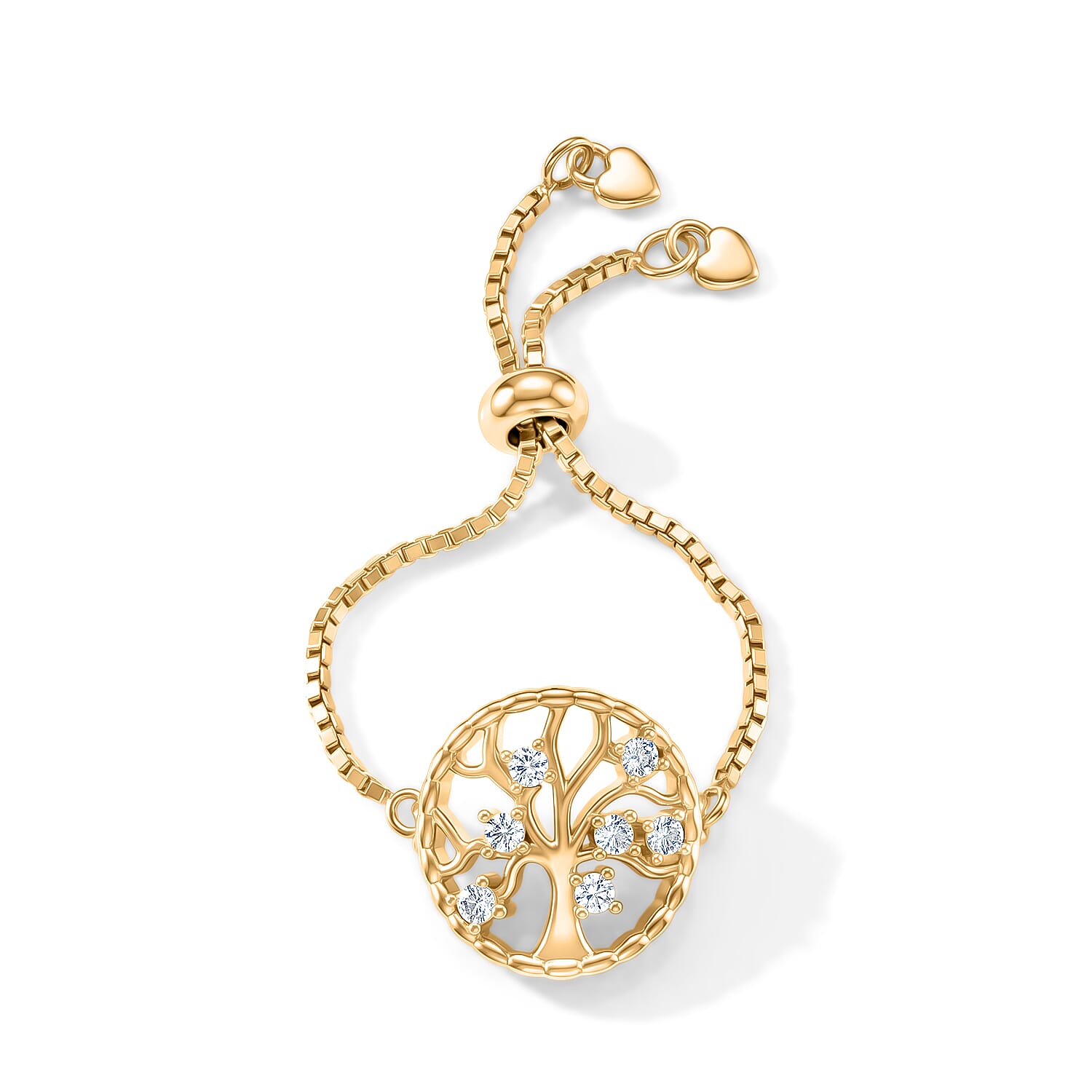 D'Joy - Moissanite Adjustable Ring in Yellow Gold Plated Sterling Silver