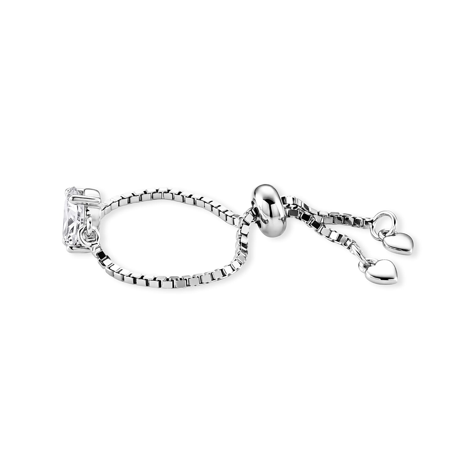 D'Joy - Moissanite Adjustable Ring in Rhodium Overlay Sterling Silver