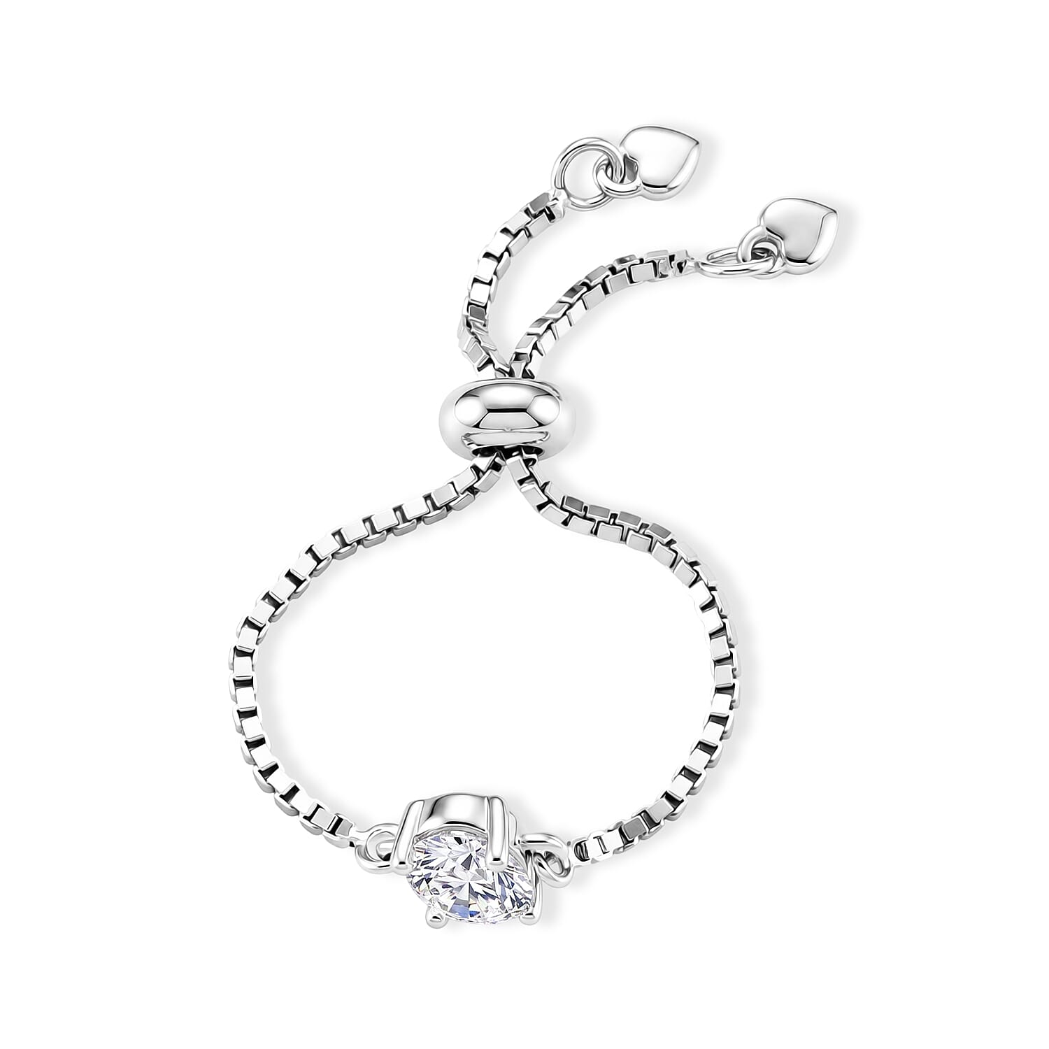 D'Joy - Moissanite Adjustable Ring in Rhodium Overlay Sterling Silver