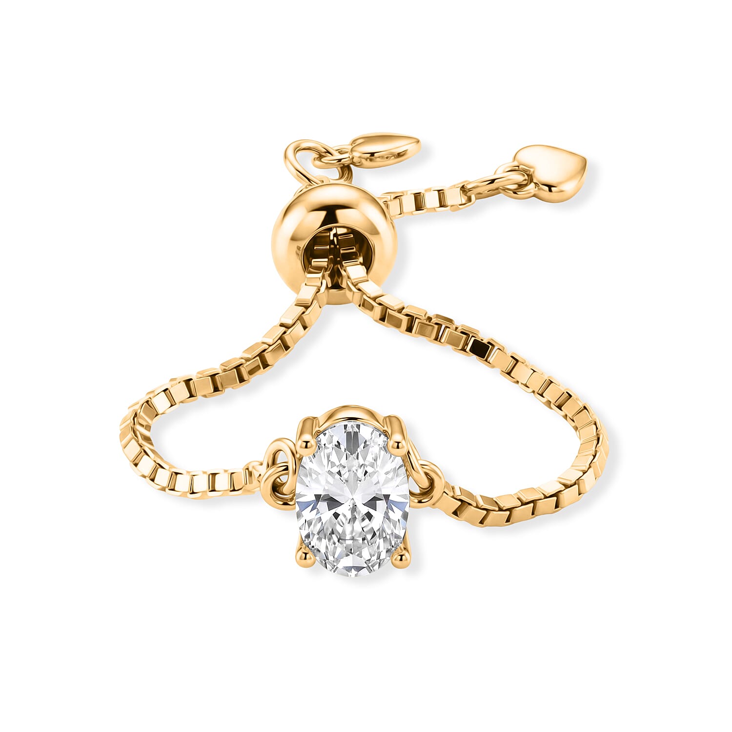 D'Joy - Moissanite Adjustable Ring in Yellow Gold Plated Sterling Silver