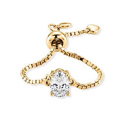 D'Joy - Moissanite Adjustable Ring in Yellow Gold Plated Sterling Silver