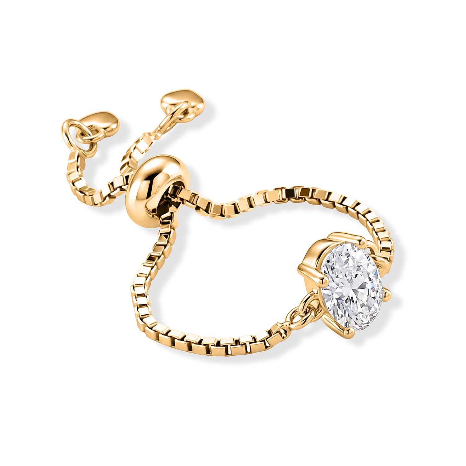 D'Joy - Moissanite Adjustable Ring in Yellow Gold Plated Sterling Silver