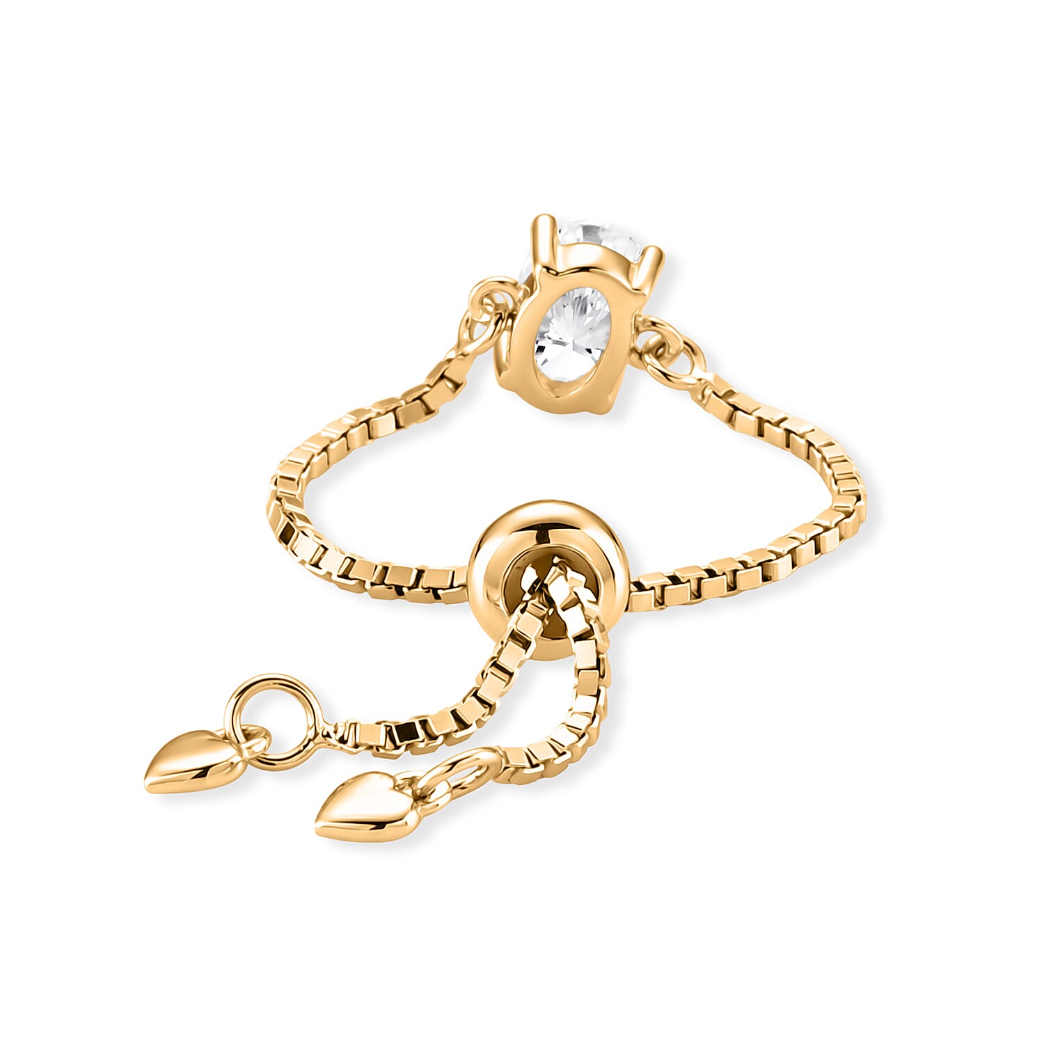 D'Joy - Moissanite Adjustable Ring in Yellow Gold Plated Sterling Silver