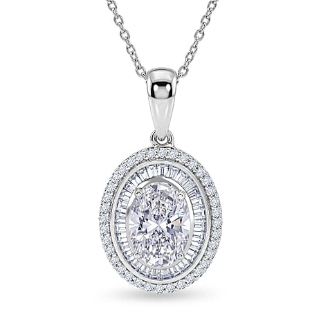 Luxuriant - Lab Grown Diamond (SI-G-H) Pendant (Size - 18-2 Ext) in Rhodium Overlay Sterling Silver 2.00 Ct.