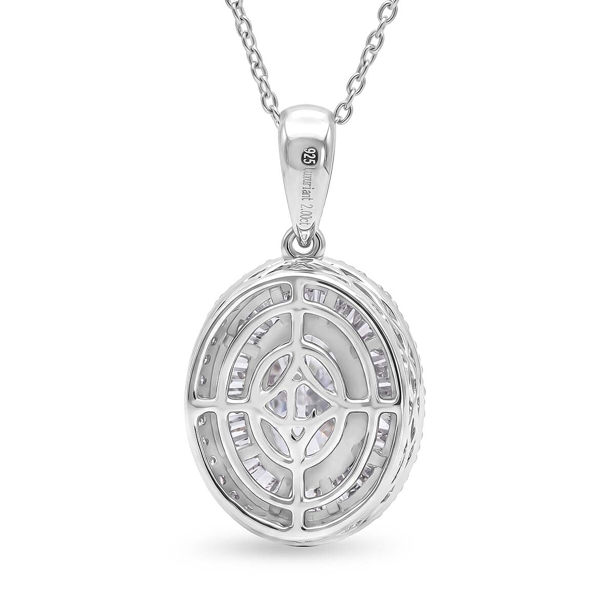 Luxuriant - Lab Grown Diamond (SI-G-H) Pendant (Size - 18-2 Ext) in Rhodium Overlay Sterling Silver 2.00 Ct.