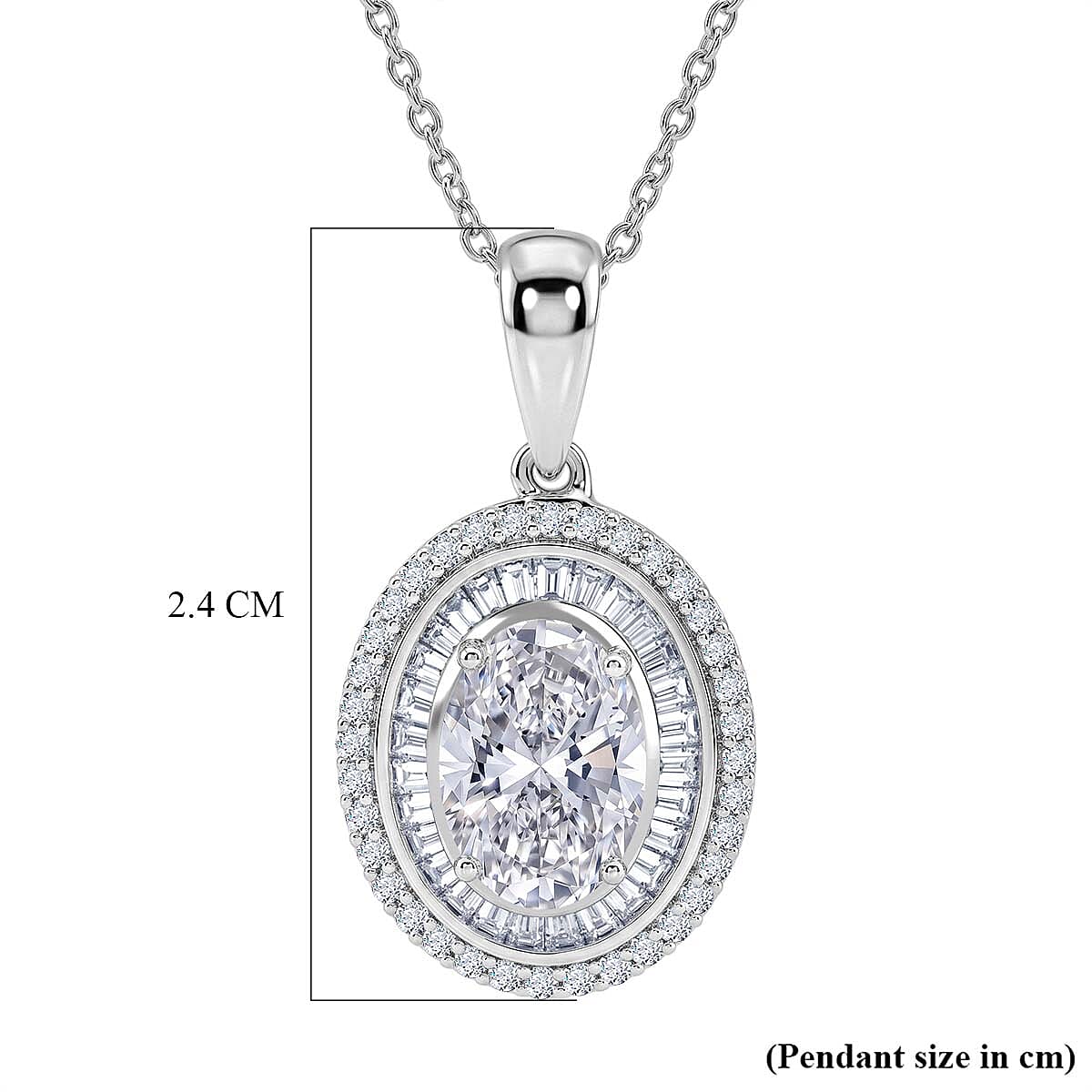 Luxuriant - Lab Grown Diamond (SI-G-H) Pendant (Size - 18-2 Ext) in Rhodium Overlay Sterling Silver 2.00 Ct.