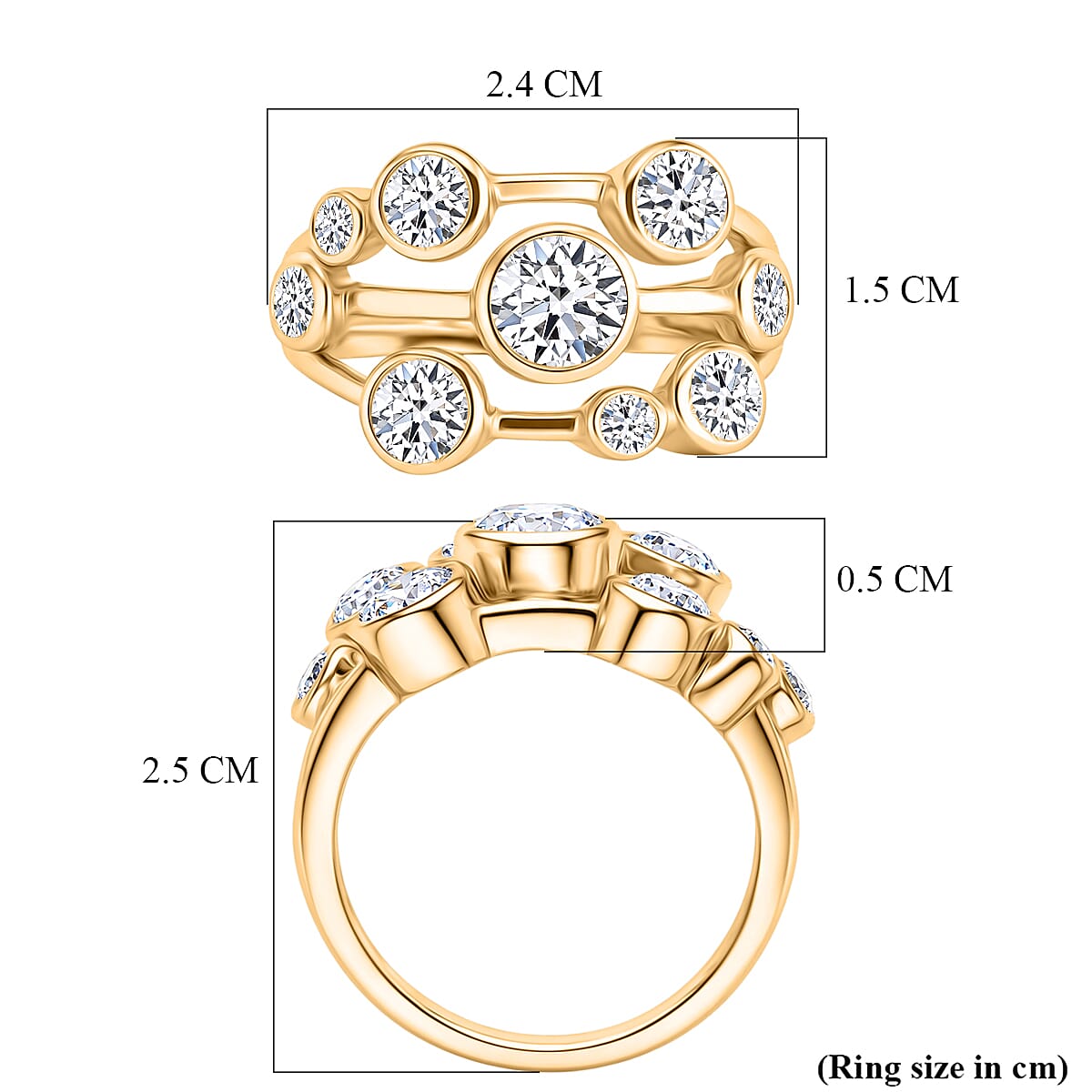 Luxuriant - Lab Grown Diamond (SI-G-H) Bubble Ring in 18K Vermeil Yellow Gold Plated Sterling Silver 2.00 Ct.